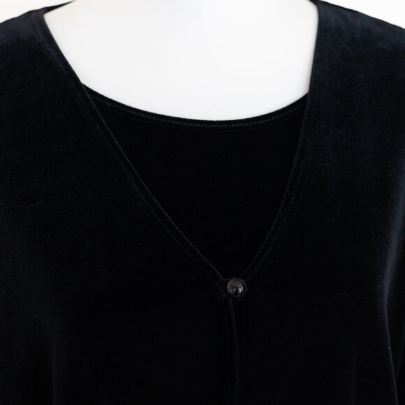 Vintage Notations Black Velvet Twin Top XL Retro Gothic Witchy Vampy Office - Picture 7 of 12
